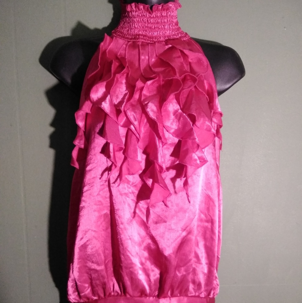 Pink ruffle top